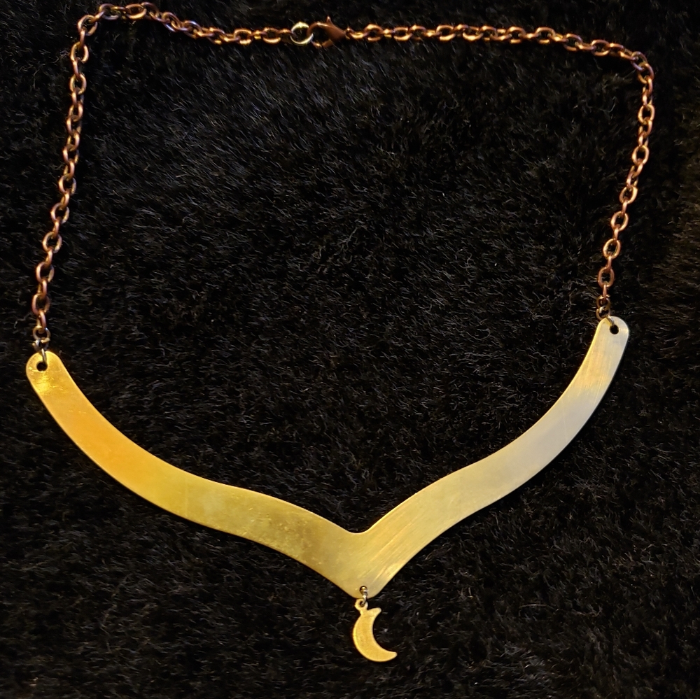Brass moon choker necklace
